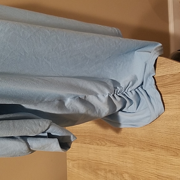 Sky Blue Side-Ruched V-Neck Dolman Top 3X - Picture 5 of 9